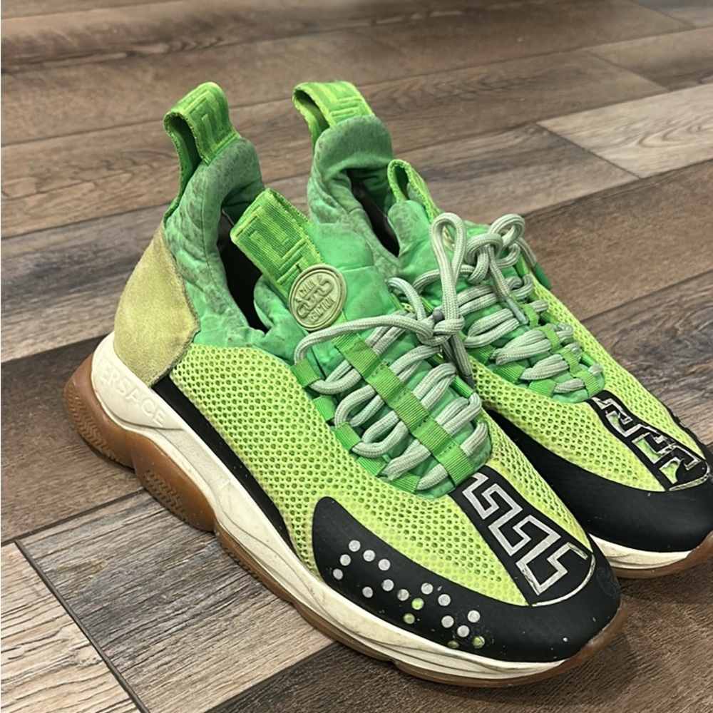 Versace Lime Green and Black Athletic Shoes